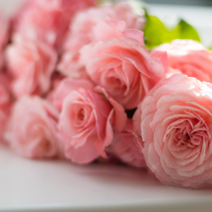Bunches of roses with greenery and wrapping
